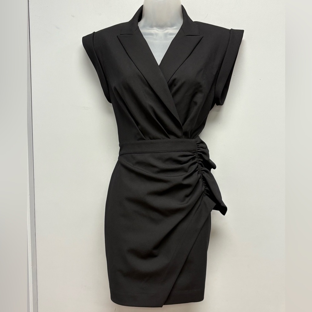 7 For All Mankind Ruched Blazer Dress Black NWT Size 0 MSRP $495
